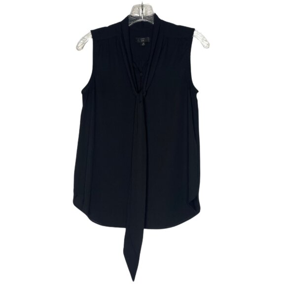 J. Crew 365 Black Sleeveless Tie-Neck Blouse, Size XS - Picture 4 of 8